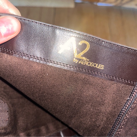 chocolate brown suede knee high Zip boots a2 aerosoles Peter Pan Wmn US 8 - Picture 11 of 16